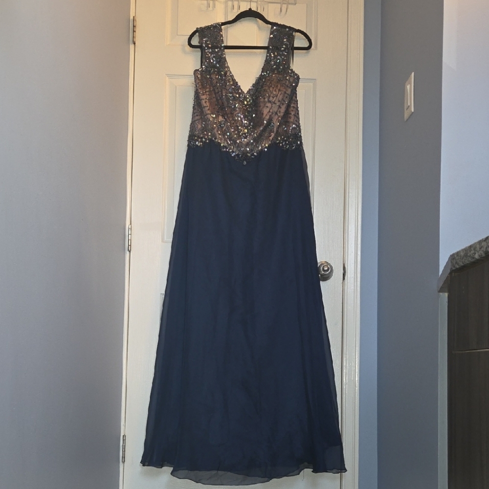 Navy Embellished Maxi Dress